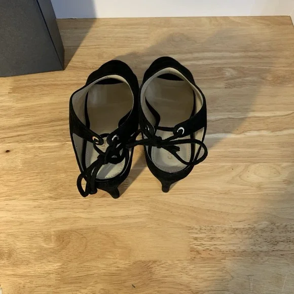 Women's‎ Cole Haan Emmett Lace Up Booties Clogs Shoes Size 7 Black Suede - Picture 4 of 8